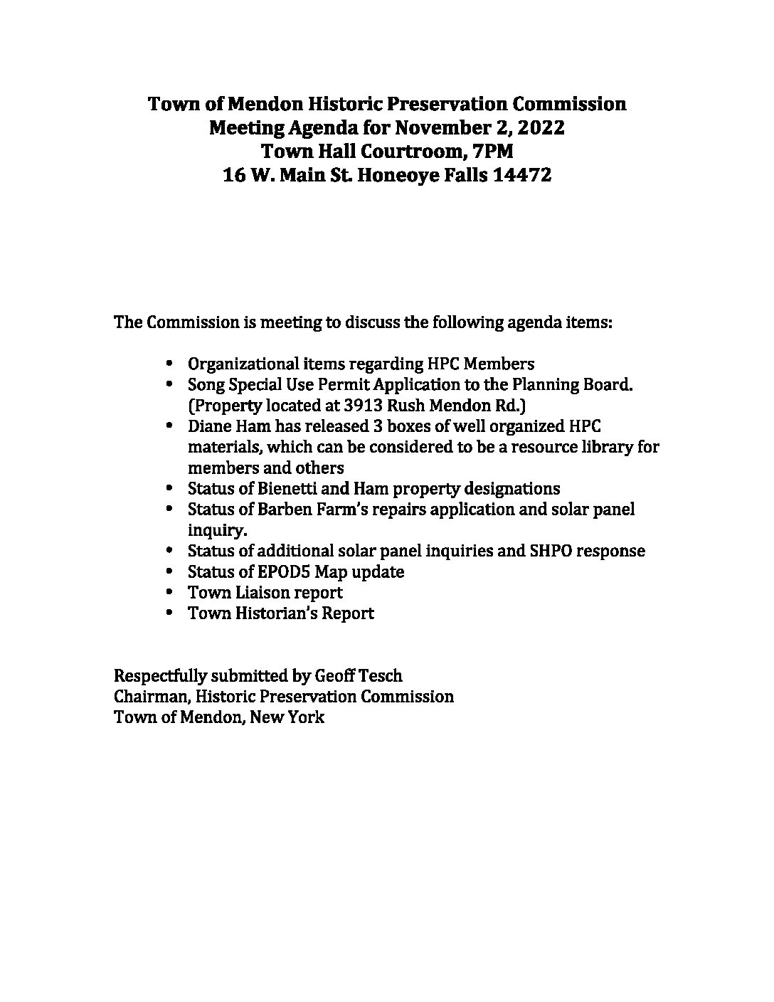 Special Town Board Meeting