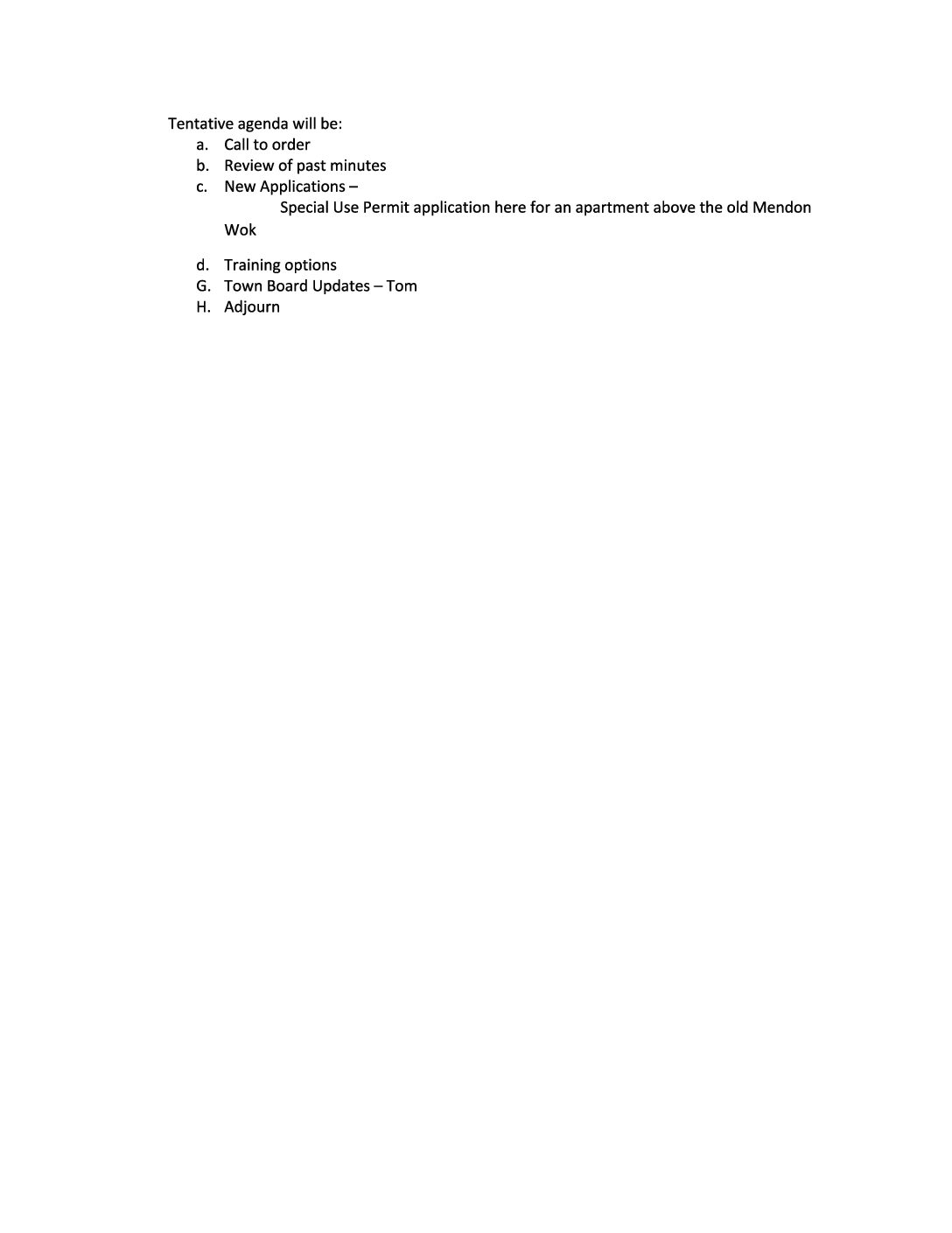Special Town Board Meeting
