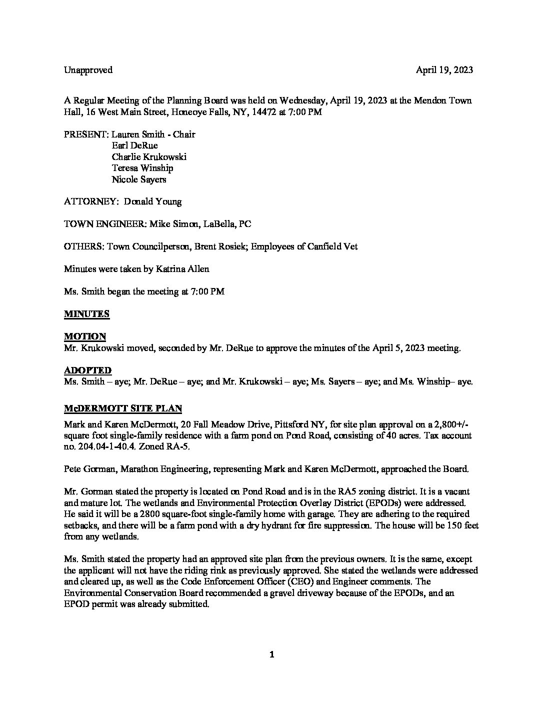 Special Town Board Meeting