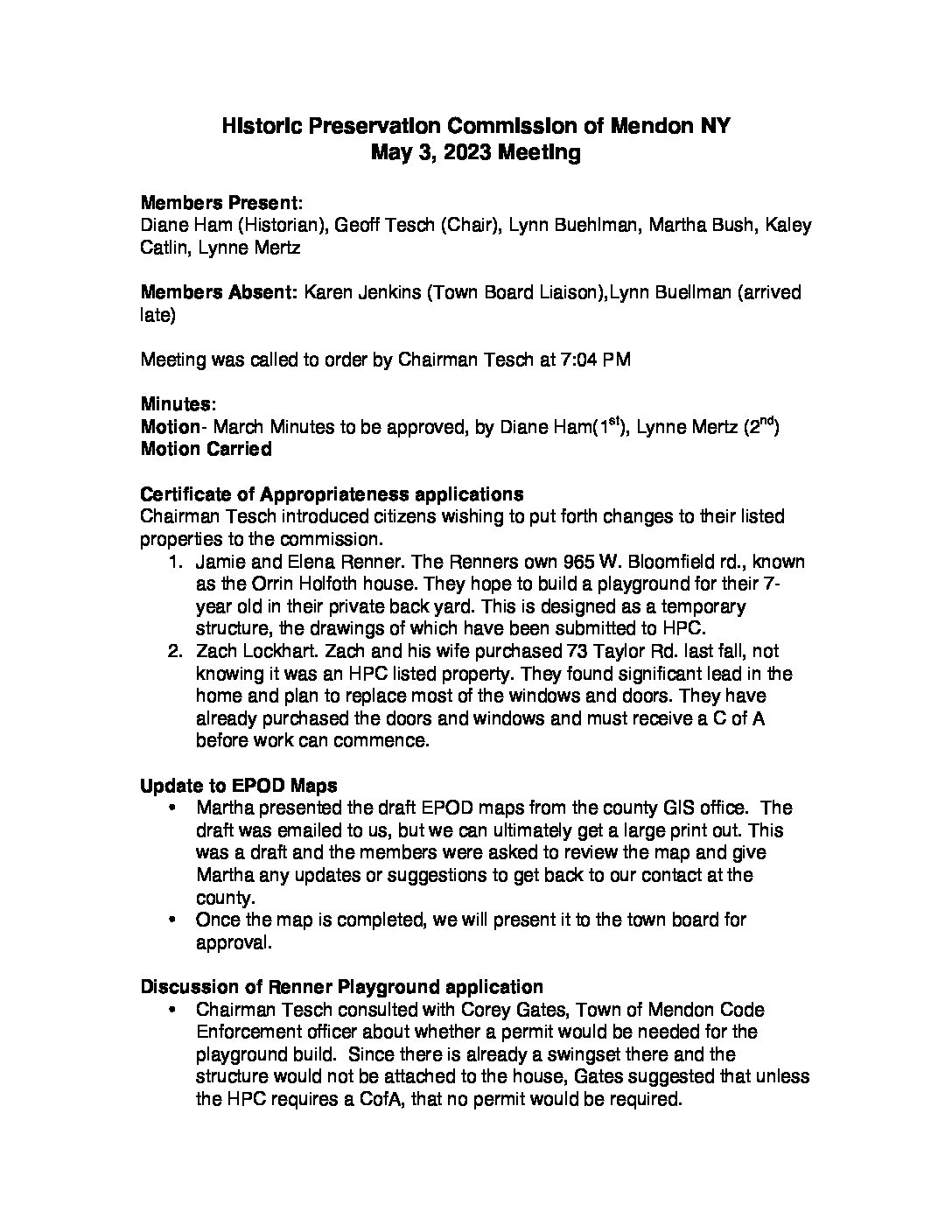 Special Town Board Meeting