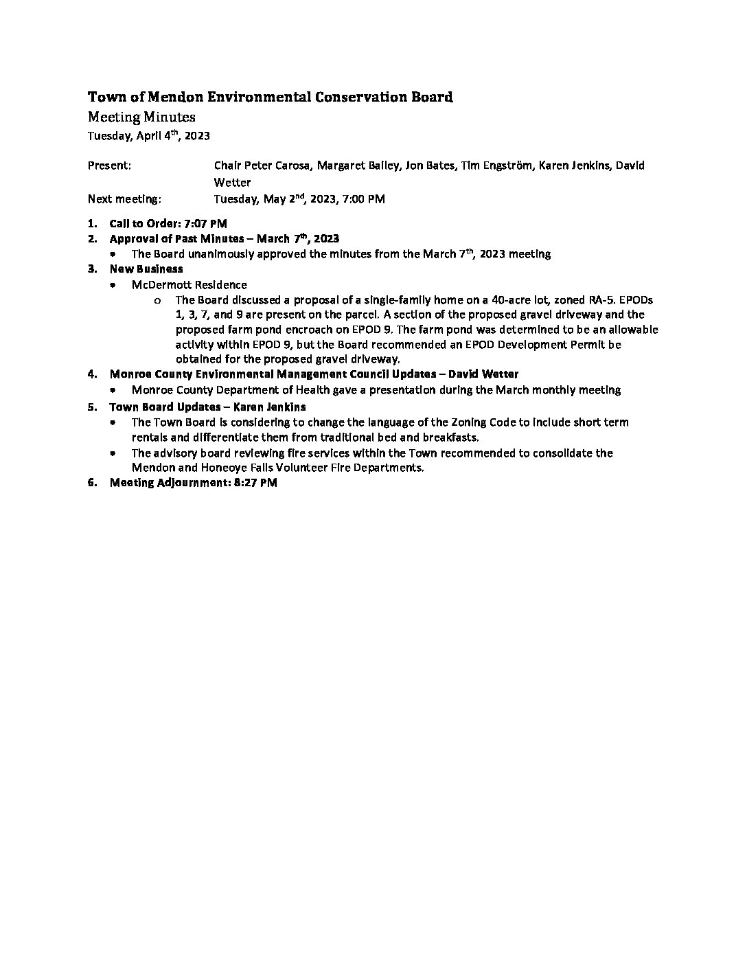 Special Town Board Meeting