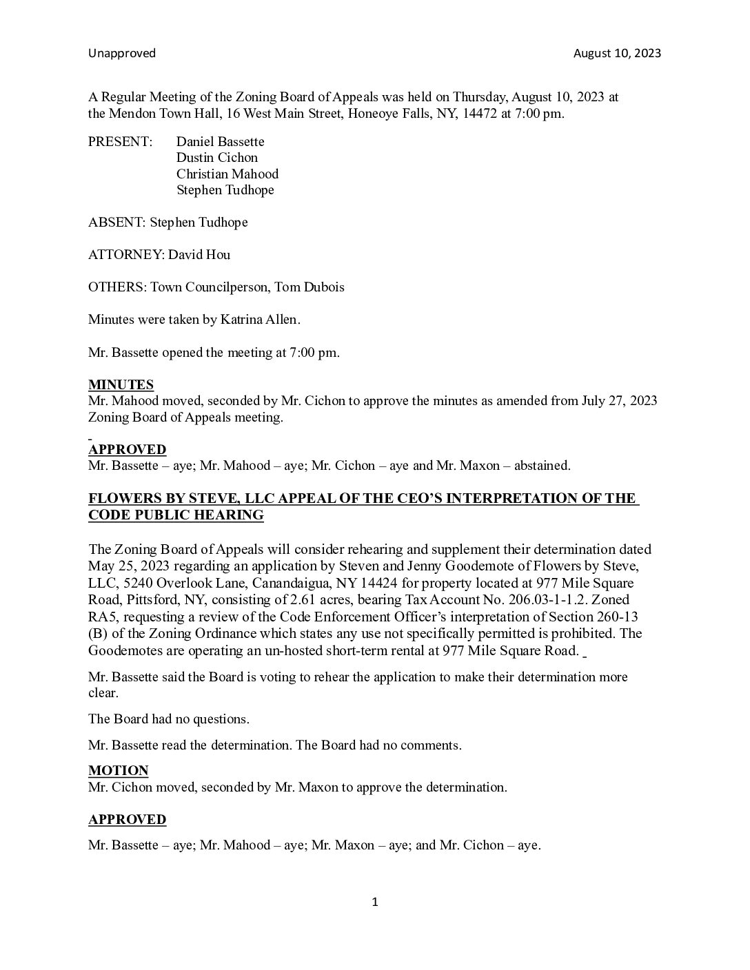 Environmental Conservation Board Meeting
