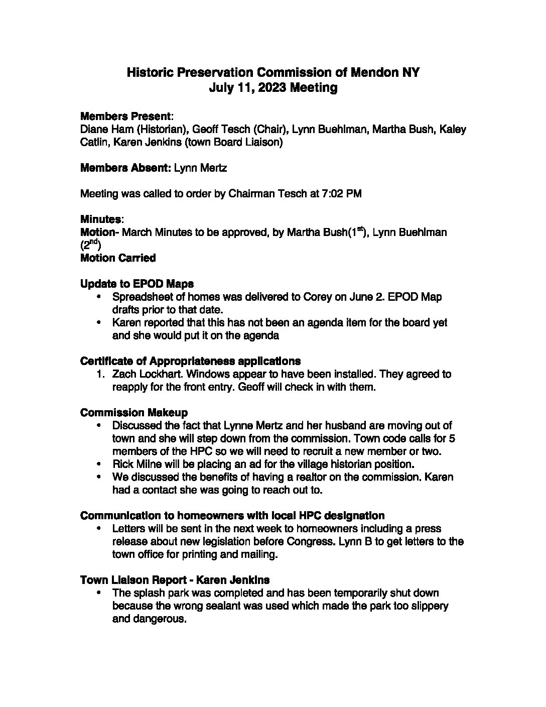 Special Town Board Meeting